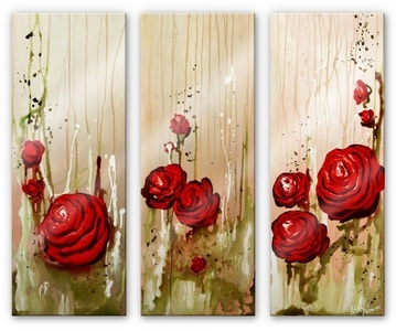 Wall-Art, Wall-Art Mehrteilige Bilder »Schlafzimmer Rosen (3-teilig)« (Set), 