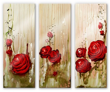 Wall-Art, Wall-Art Mehrteilige Bilder »Schlafzimmer Rosen (3-teilig)« (Set), 