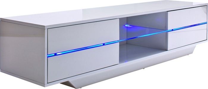 Fredriks, home24 TV-Lowboard Claire, MCA furniture Lowboard »Blues«, mit LED Beleuchtung weiss hochglanz