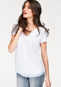 ANISTON SELECTED, Vivance Blusenshirt, Front aus Chiffon, mit Schluppe, Aniston SELECTED Shirtbluse, mit gedoppeltem Vorderteil