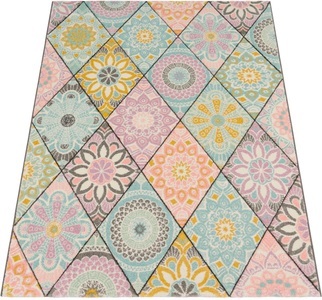 PACO HOME, Paco Home Teppich »Apisto 353«, rechteckig, 18 mm Höhe, Kurzflor, buntes Rauten Muster, 3D-Effekt, Pastell-Farben, Wohnzimmer, Paco Home Teppich »Apisto 353«, rechteckig, 18 mm Höhe, Kurzflor, buntes Rauten Muster, 3D-Effekt, Pastell-Farben, Wohnzimmer