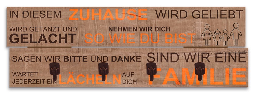 Artland, Artland Garderobenpaneel »In diesem Zuhause - braun«, Artland Garderobenleiste »In diesem Zuhause - braun«, teilmontiert
