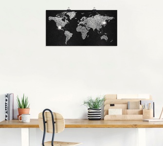 Artland, Artland Wandbild »Weltkarte Glitzer«, Land- & Weltkarten, (1 St.), in vielen Grössen & Produktarten - Alubild / Outdoorbild für den Aussenbereich, Leinwandbild, Poster, Wandaufkleber / Wandtattoo auch für Badezimmer geeignet, Artland Wandbild »Weltkarte Glitzer«, Land- & Weltkarten, (1 St.), als Alubild, Outdoorbild, Leinwandbild, Poster, Wandaufkleber