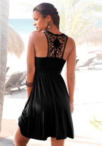 Lascana, LASCANA Strandkleid, LASCANA Strandkleid, mit Spitzenrücken, elastisches Sommerkleid, Spitzenkleid