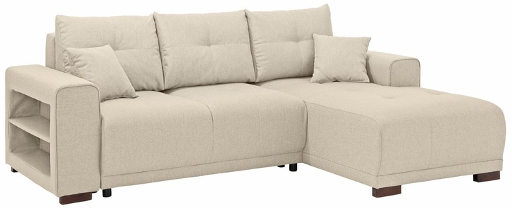 HOME AFFAIRE, Home affaire Ecksofa »Viborg«, mit Regal in der Armlehne, wahlweise mit Bettfunktion, Home affaire Ecksofa »Viborg L-Form«, mit Regal in der Armlehne, wahlweise mit Bettfunktion