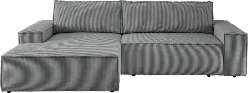 PREMIUM COLLECTION BY HOME AFFAIRE, Premium collection by Home affaire Ecksofa »SHERWOOD«, mit Bett-Funktion (Liegefläche 210x136 cm), Bettkasten, mit 2 losen Rückenkissen, hochwertiger Cord-Bezug, Home affaire Ecksofa SHERWOOD Schlafsofa 267 cm, L-Form, Schlaffunktion mit Bettkasten (210x136 cm), Cord, Vintage, Samtvelours