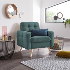 exxpo - sofa fashion, exxpo - sofa fashion Sessel, exxpo - sofa fashion Sessel »Nappa, Loungesessel, aktuelle Rückensteppung, bequem und modern« hoher Holzfuss
