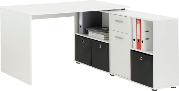 FMD, FMD Eckschreibtisch »Lex«, FMD Eckschreibtisch »Lex, Schreibtisch / Sideboard,«, variabel montierbar, Breite 136 / 205 cm, Made in Germany