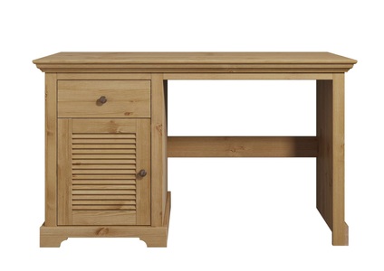 HOME AFFAIRE, Home affaire Schreibtisch »Ayanna«, Massivholz, mit Schublade und Tür, Lamellenfront, Breite 130 cm, Home affaire Schreibtisch »Ayanna«, Massivholz, mit Schublade und Tür, Lamellenfront, Breite 130 cm