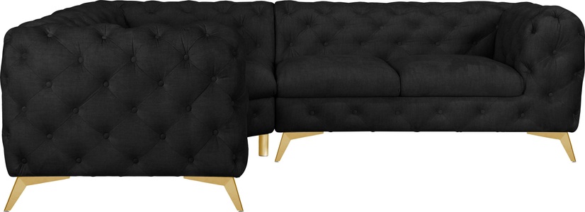 Leonique Ecksofa »Glynis«, mit aufwändiger Knopfheftung in moderner Optik, Fussfarbe wählbar