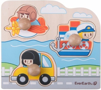 EverEarth, EverEarth Holz-Puzzle VERKEHRSMITTEL 4-teilig in bunt, Holz-Puzzle VERKEHRSMITTEL 4-teilig in bunt