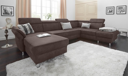 SIT&MORE, sit&more Wohnlandschaft, sit&more Wohnlandschaft »Avignon U-Form« wahlweise mit Bettfunktion und Stauraum, inklusive Kopfteilverstellung