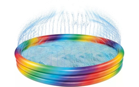 HAPPY PEOPLE, Happy People Pool Mit Sprinkler 3 Ring, Happy People Planschbecken Rainbow mit Sprinkler