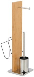 Wenko, Wenko - Stand WC-Garnitur und Zeitungshalter Portofino Bambus, integrierter Toilettenpapierhalter und WC-Bürstenhalter, Wenko Wc-bürstenkombination , Portofino , Braun, Chromfarben , Metall, Kunststoff , Bambus , 24.5x68x22.5 cm , Echtholz , Zeitungshalter, Papierhalter , 004332000901