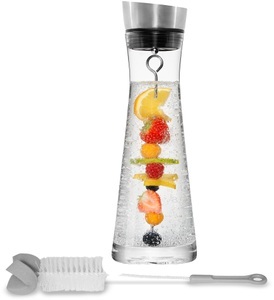 Stoneline, Stoneline 3tlg. Set Glaskaraffe Stoneline ungefärbt, STONELINE Wasserkaraffe, mit Fruchtspiess und Reinigungsbürste, 1 Liter