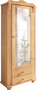HOME AFFAIRE, Home affaire Garderobenschrank »Adele«, mit Spiegel, Home affaire Garderobenschrank »Adele«, mit Spiegel, Breite 63 cm, mit 2 Schubladen, aus massiver Kiefer, FSC®