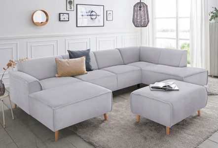 ANDAS, andas Wohnlandschaft »Janek«, mit Federkern und Keder in scandinavischem Design, Home affaire Wohnlandschaft »Janek Scandic Design, elegant und zeitlos U-Form« mit Federkern und Keder in scandinavischem Design
