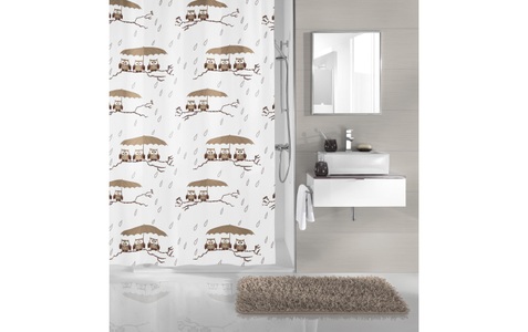 Kleine Wolke, Kleine Wolke Duschvorhang Eule 120x200 cm, Kleine Wolke Duschvorhang Eule Taupe | 120 × 200 cm