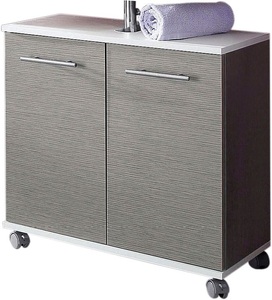 Schildmeyer, Waschbeckenunterschrank »Rhodos«, Schildmeyer, welltime Waschbeckenunterschrank »Emmi, Breite 59 cm«, Siphonausschnitt, Metallbeschläge