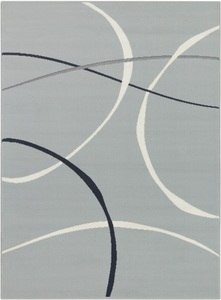 White Label, White Label - Design-Velourteppich - 80 x 150 cm - Hellgrau, my home Teppich »Giles«, rechteckig, 8 mm Höhe, Kurzflor, Retro-Design, dezente Farbgebung, gekettelt
