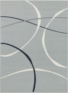 White Label, White Label - Design-Velourteppich - 80 x 150 cm - Hellgrau, my home Teppich »Giles«, rechteckig, 8 mm Höhe, Kurzflor, Retro-Design, dezente Farbgebung, gekettelt