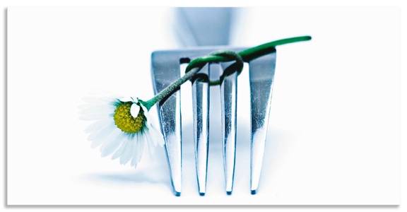Artland, Artland Küchenrückwand »Gabel und Blume«, Artland Küchenrückwand »Gabel und Blume«, (1 tlg.), Alu Spritzschutz mit Klebeband, einfache Montage
