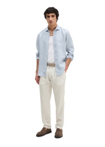 Marc OPolo Langarmhemd shaped fit aus feinem Leinen-Chambray