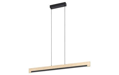 XXXLutz, XXXLutz LED-HÄNGELEUCHTE 110/6/110 cm , 99293* Camacho , Braun, Schwarz, weiss , Holz, Metall, Kunststoff , Eiche , massiv , 6x110x110 cm , matt,matt,matt,Echtholz , 003348189501, Eglo LED-Hängeleuchte Camacho Schwarz-Braun-Weiss | 6 × 110 cm | 25.5 W
