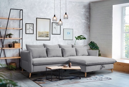 exxpo - sofa fashion, exxpo - sofa fashion Ecksofa »WALPY«, L-Form, wahlweise mit Bettfunktion und Bettkasten, in Cord, exxpo - sofa fashion Ecksofa »WALPY, elegant & modern, bequem, schmale Armlehnen, Breite 274cm« L-Form, wahlweise mit Bettfunktion und Bettkasten, in Cord