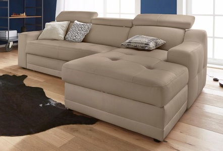 exxpo - sofa fashion, exxpo - sofa fashion Ecksofa, mit Köpf- bzw. Rückenverstellung, wahlweise mit Bettfunktion und Bettkasten, exxpo - sofa fashion Ecksofa »Lotos, bequem und funktionell, Federkern, Breite 242cm, L-Form« mit Kopf- bzw. Rückenverstellung, wahlweise mit Bettfunktion