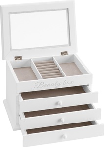 Boltze, BOLTZE Schmuckkassette »Beauty«, Home affaire Schmuckkassette »Beauty, weiss«, mit Schubkästen und Fächern