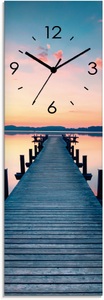 Artland, Artland Wanduhr »Langer Pier am See im Sonnenaufgang«, Artland Wanduhr »Langer Pier am See im Sonnenaufgang«, wahlweise mit Quarz- oder Funkuhrwerk, lautlos ohne Tickgeräusche