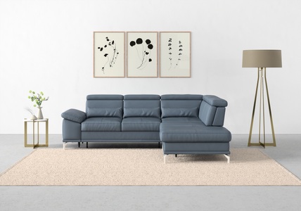 SIT&MORE, sit&more Ecksofa »Cabrio«, mit Sitztiefenverstellung und Federkern, 3 Nierenkissen, sit&more Ecksofa »Cabrio L-Form, B: 274 cm, mit Sitztiefen-, Arm- & Kopfteilverstellung« 3 Nierenkissen, Federkern, optional Bettfunktion und Stauraum