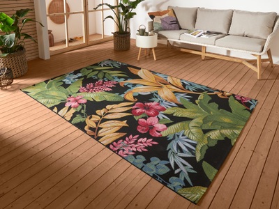 Hanse Home, HANSE Home Outdoorteppich »Tropical Flowers«, rechteckig, 3 mm Höhe, strapazierfähig, robust, pflegeleicht, fussbodenheizungsgeeignet, HANSE Home Outdoorteppich »Tropical Flowers«, rechteckig, 3 mm Höhe, In-& Outdoor, Teppich, Wetterfest, Balkon, Garten, Wohnzimmer, Floral