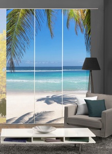 HOME WOHNIDEEN, HOME WOHNIDEEN Schiebegardine »TARAWA«, blickdicht, Digital bedruckt, HOME WOHNIDEEN Schiebegardine »TARAWA«, (3 St.), blickdicht, Digital bedruckt