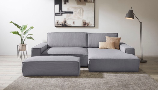 Home affaire Polsterecke »NEU: SHERWOOD XXL tief, L-Form mit Schlaffunktion, Big-Sofa mit Hocker« stellbar zum Schlafsofa (Krokodilverbinder), Cord, Leinenoptik