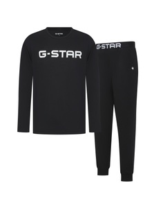 G-STAR Pyjama »STONE, LONG SLEEVE T-SHIRT & CUFFED PANTS SLEEP SET«, (Set, 2 tlg.), in elastischer Baumwoll-Qualität, Regular Fit