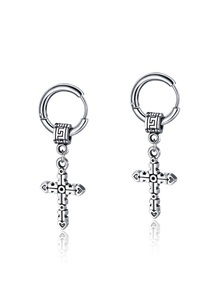 FIRETTI, Firetti Paar Creolen »Kreuz«, mit abnehmbaren Einhängern, Firetti Paar Creolen »Schmuck Geschenk Kreuz«, Einhänger abnehmbar