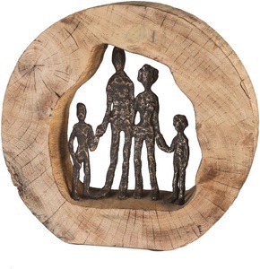 Casablanca by Gilde, Casablanca by Gilde Dekofigur »Skulptur Familie«, Dekoobjekt, Höhe 28 cm, aus Metall und Holz-Baumscheibe, Wohnzimmer, Casablanca by Gilde Dekofigur »Skulptur Familie«, Dekoobjekt, Höhe 28 cm, aus Metall und Holz-Baumscheibe, Wohnzimmer