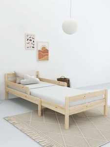 HOME AFFAIRE, Home affaire Kinderbett »Wenke, Bett, Massivholzbett (90x200 cm)«, aus massiver Kiefer, inklusive Lattenrost, Liegefläche ausziehbar, Home affaire Kinderbett »Wenke, ausziehbar von 140 bis 200 cm, FSC®« 90cm Breite, 140-200cm Liegefläche, massive Kiefer, mit Lattenrost, zeitlose Optik, Rausfallschutz