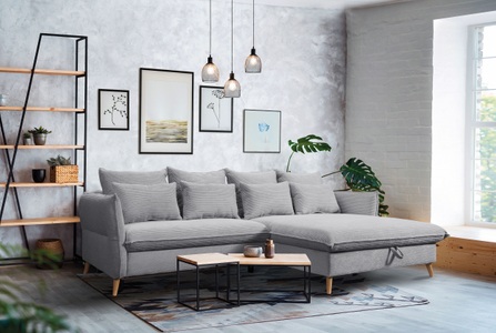exxpo - sofa fashion, exxpo - sofa fashion Ecksofa »WALPY«, L-Form, wahlweise mit Bettfunktion und Bettkasten, in Cord, exxpo - sofa fashion Ecksofa »WALPY, elegant & modern, bequem, schmale Armlehnen, Breite 274cm« L-Form, wahlweise mit Bettfunktion und Bettkasten, in Cord