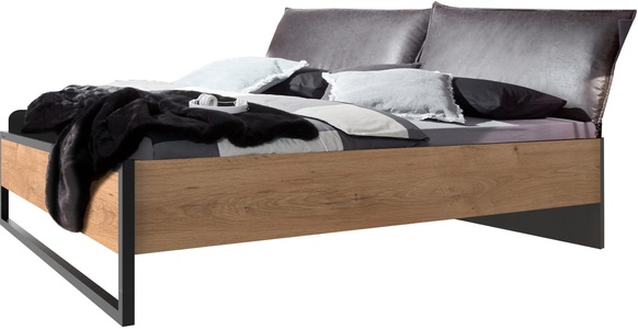 fresh to go, home24 Bettgestell Detroit, MID.YOU Futonbett in graphit/ 180/200 cm in graphitfarben, eichefarben , Eichefarbe ca. 180x200 cm , Holzwerkstoff , 180 cm , Dekorfolie,Nachbildung , gepolstertes Kopfteil , 001787052313