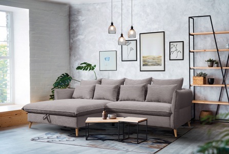 exxpo - sofa fashion, exxpo - sofa fashion Ecksofa »WALPY«, L-Form, wahlweise mit Bettfunktion und Bettkasten, in Cord, exxpo - sofa fashion Ecksofa »WALPY, elegant & modern, bequem, schmale Armlehnen, Breite 274cm« L-Form, wahlweise mit Bettfunktion und Bettkasten, in Cord