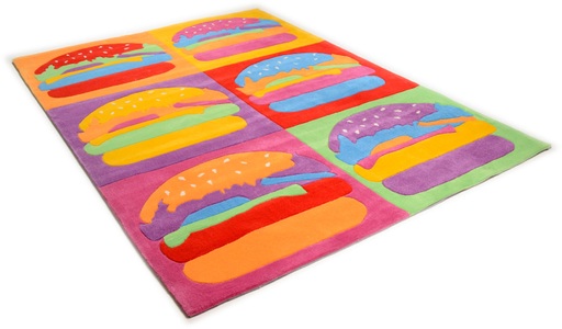 THEKO, Kinderteppich, »Burger«, THEKO, rechteckig, Höhe 15 mm, handgetuftet, THEKO Kinderteppich »Burger«, rechteckig, 15 mm Höhe, Kurzflor, kräftige Farben, Kinder- und Jugendzimmer