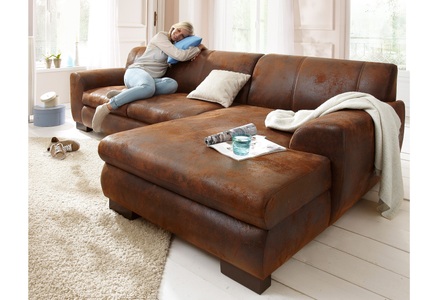 HOME AFFAIRE, Home affaire Ecksofa »Nika«, MELROSE®, Microfaser oder Struktur, wahlweise mit Bettfunktion, Home affaire Ecksofa »Nika zeitlos und elegant, L-Form« wahlweise mit Bettfunktion, auch in Cord