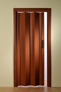 undefined, Kunststoff-Falttür, Höhe nach Mass, mahagonifarben (ohne Fenster), 