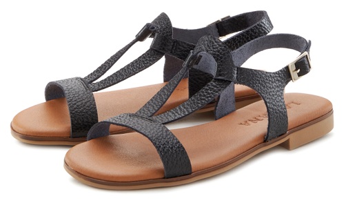 Lascana, LASCANA Sandale, Sandalette, Sommerschuh aus hochwertigem Leder im Metallic-Look, LASCANA Sandale, Sandalette, Sommerschuh aus hochwertigem Leder im Metallic-Look