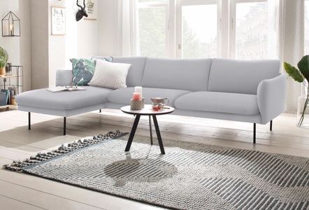ANDAS, andas Ecksofa »Mavis«, mit Chaiselonge, mit losen Sitz- und Rückenkissen, skandinavischer Stil, 
