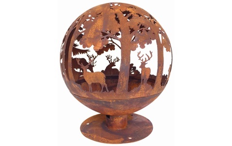Diverse Hardware, Esschert Design Feuerball Laser-geschnitten 57,5x57,5x66 cm Rost-Optik FF261, esschert design Feuerschale »Feuerball Hirsch«