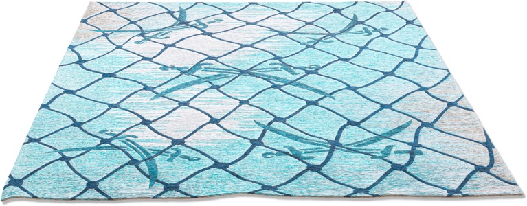 Sansibar, Sansibar Teppich »Keitum 005«, rechteckig, 3 mm Höhe, Flachgewebe, modernes Design, Motiv Fischernetz & gekreuzte Säbel, ideal im Wohnzimmer & Schlafzimmer, Sansibar Teppich »Keitum 005«, rechteckig, 3 mm Höhe, Flachgewebe, modernes Design, Motiv Fischernetz & gekreuzte Säbel